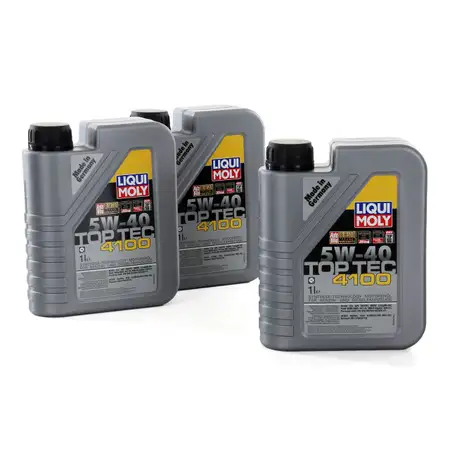 3L 3 Liter LIQUI MOLY Motor&ouml;l &Ouml;l TOP TEC 4100 5W40 5W-40 MB 229.31 VW 505.00/01