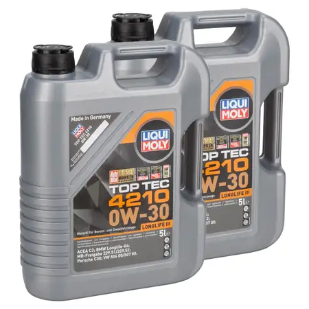 10L LIQUI MOLY TOP TEC 4210 0W-30 Motor&ouml;l &Ouml;l BMW LL-04 MB 229.51/52 VW 504/507.00