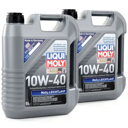 10L LIQUI MOLY 1092 MoS2 LEICHTLAUF 10W-40 10W40 Motor&ouml;l &Ouml;l ACEA A3/B4 API SL/CF