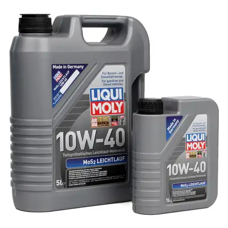 LIQUI MOLY Motor&ouml;l &Ouml;l MoS2 LEICHTLAUF 10W40 10W-40 6L 6Liter 1091 + 1092