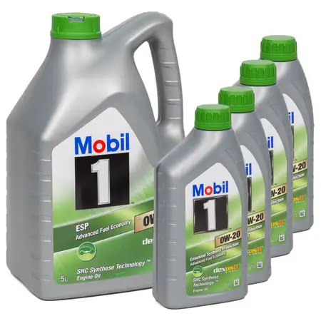 9L 9 Liter Mobil 1 ESP X2 0W-20 Motor&ouml;l &Ouml;l dexosD PORSCHE C20 VW 508/509.00 MB 229.71