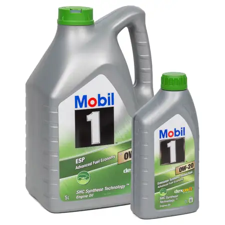 6L 6 Liter Mobil 1 ESP X2 0W-20 Motor&ouml;l &Ouml;l dexosD PORSCHE C20 VW 508/509.00 MB 229.71