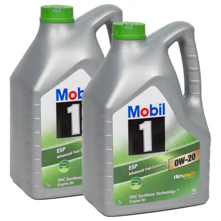 10L 10 Liter Mobil 1 ESP X2 0W-20 Motor&ouml;l &Ouml;l dexosD PORSCHE C20 VW 508/509.00 MB 229.71