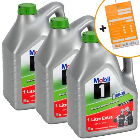 15L Mobil 1 ESP 5W-30 Motor&ouml;l &Ouml;l MB 229.31/51/52 VW 504/507.00 Porsche C30 BMW LL04