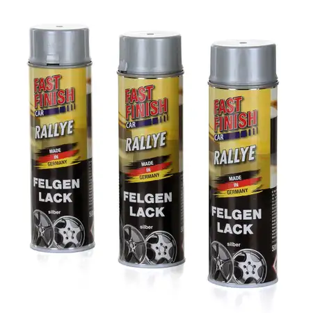 3x 500 ml FAST FINISH Rallye Felgenlack Felgenfarbe Silber Spraydose 292842