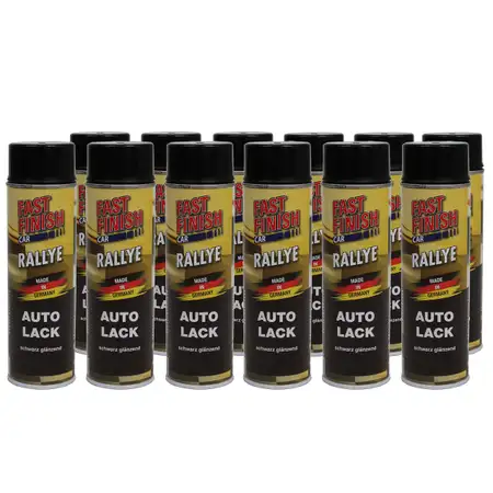 Motip Dupli 12x 500 ml FAST FINISH Rallye Autolack Lackspray Schwarz Gl&auml;nzend Spraydose