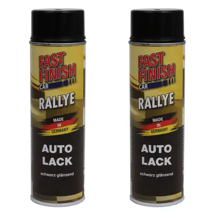 2x 500 ml FAST FINISH Rallye Autolack Lackspray Schwarz Gl&auml;nzend Spraydose