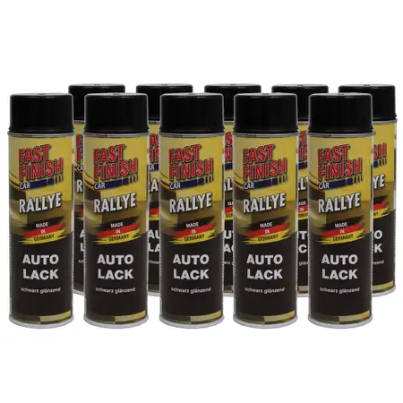 Motip Dupli 10x 500 ml FAST FINISH Rallye Autolack Lackspray Schwarz Gl&auml;nzend Spraydose