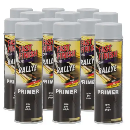 Motip Dupli 12x 500 ml FAST FINISH Car Rallye Haftgrund Grundierung Grau Spraydose 292811