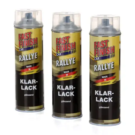 3x 500 ml FAST FINISH Car Rallye Klarlack Lackspray gl&auml;nzend Spraydose 292859