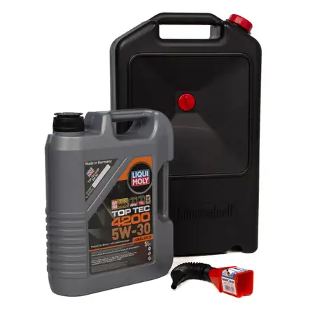 5L 5 Liter LIQUI MOLY Motor&ouml;l &Ouml;l TOP TEC 4200 5W-30 + Trichter + Auffangwanne