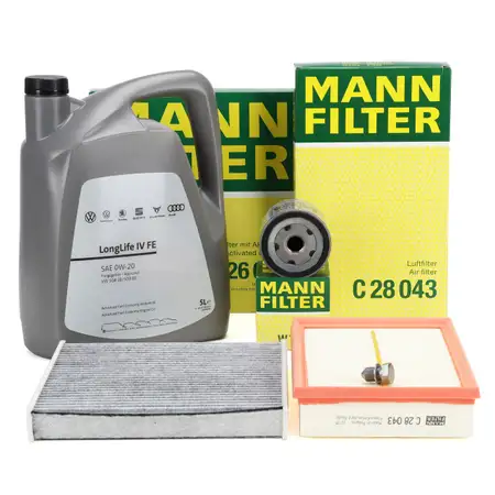 MANN Filterset + 5L ORIGINAL 0W20 Motor&ouml;l VW Golf 7 8 A3 8V 8Y Q2 Leon KL 1.0/1.5 TSI