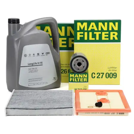 MANN Filterset + 5L ORIGINAL 0W20 Motor&ouml;l VW Golf 7 A3 8V Q2 Leon 5F Octavia 3 1.2/1.4 TSI