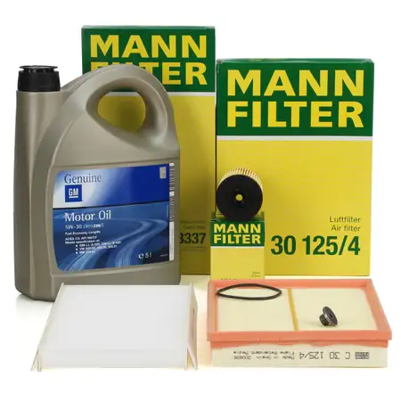 MANN Filterset + 5L ORIGINAL 5W30 dexos2 Motor&ouml;l OPEL Corsa C Tigra B 1.0-1.4 bis Motor