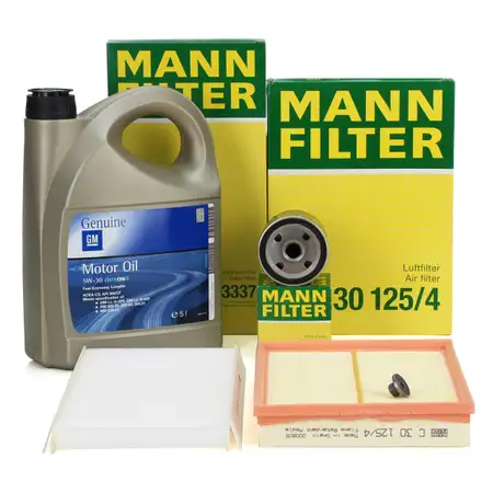 MANN Filterset + 5L ORIGINAL 5W30 dexos2 Motor&ouml;l OPEL Corsa C Tigra B 1.4 1.8 ab Motor