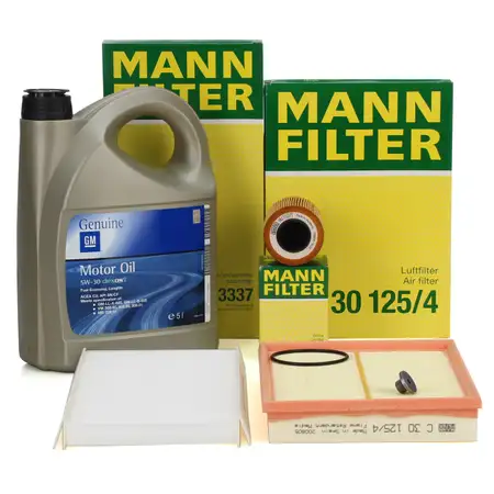 MANN Filterset 3-tlg + 5L ORIGINAL 5W30 dexos2 Motor&ouml;l OPEL Corsa 1.3 CDTI mit UFI-System