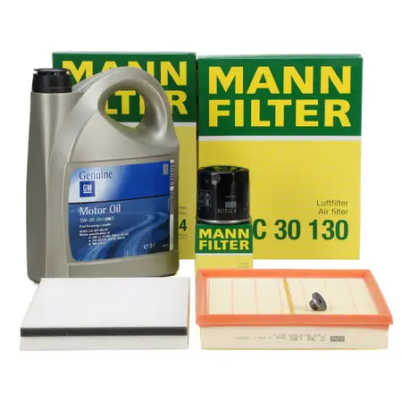 MANN Filterset + 5L ORIGINAL 5W30 dexos2 Motor&ouml;l OPEL Astra G H Zafira A 1.4-2.0 OPC