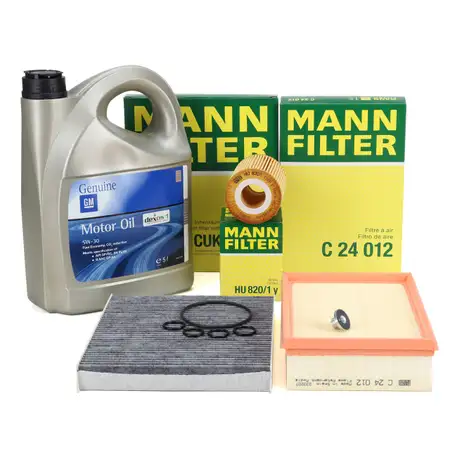 MANN Filterset 3-tlg + 5L ORIGINAL 5W-30 dexos1 Motor&ouml;l OPEL Mokka / X (J13) 1.7 CDTI