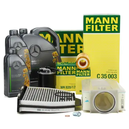 MANN Filterset 4-tlg + 7L ORIGINAL 5W30 Motor&ouml;l MERCEDES W204 C218 W212 X204 OM651