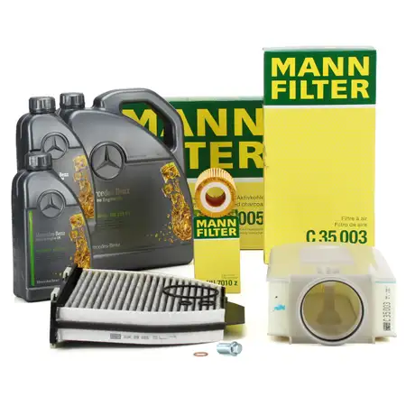 MANN Filterset 3-tlg + 7L ORIGINAL 5W30 Motor&ouml;l MERCEDES W204 C218 W212 X204 OM651