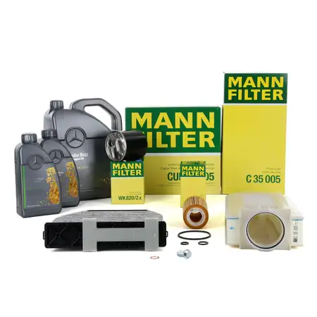 MANN Filterset 4-tlg + 7L ORIGINAL 5W30 Motor&ouml;l MERCEDES W204 C218 W212 X204 OM651