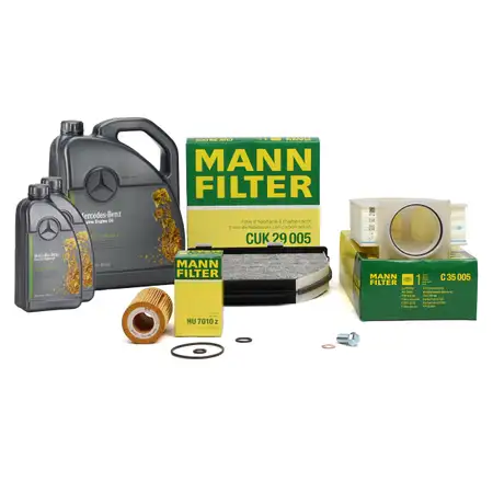 MANN Filterset 3-tlg + 7L ORIGINAL 5W30 Motor&ouml;l MERCEDES W204 C218 W212 X204 OM651