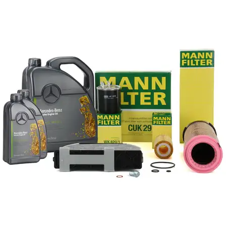 MANN Filterset 4-tlg + 7L ORIGINAL 5W30 Motor&ouml;l MERCEDES W204 C200CDI C220CDI OM646