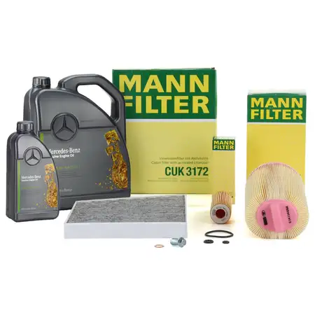 MANN Filterset + 6L ORIGINAL 5W30 Motor&ouml;l MERCEDES W211 S211 E200 Kompressor / NGT M271