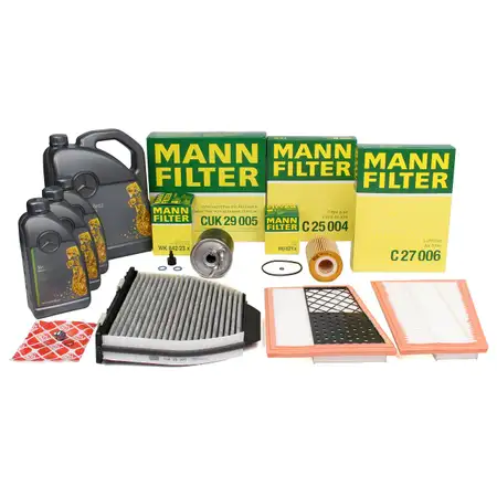 MANN Filterset 4-tlg + 8L ORIGINAL 5W30 Motor&ouml;l MERCEDES W204 S204 C320/350CDI OM642