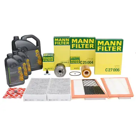 MANN Filterset 4-tlg + 8L ORIGINAL 5W30 Motor&ouml;l MERCEDES X164 W164 W251 V251 OM642