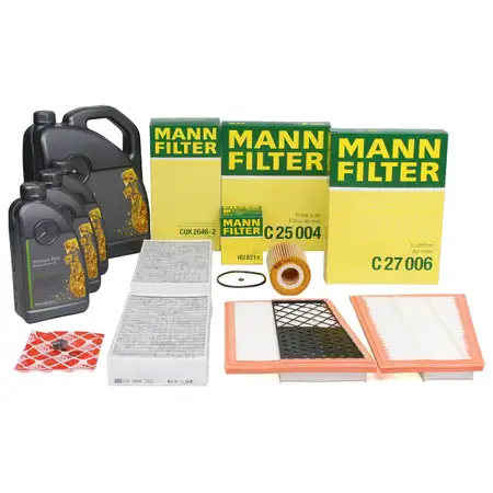 MANN Filterset 3-tlg + 8L ORIGINAL 5W30 Motor&ouml;l MERCEDES X164 W164 W251 V251 OM642