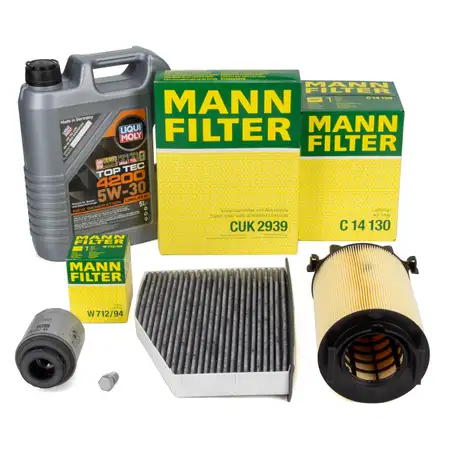 MANN Filterset + 5L LIQUI MOLY 5W30 Motor&ouml;l VW Golf 6 Passat B6 B7 A3 8P 1.2/1.4 TSI