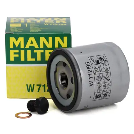 MANN W712/95 &Ouml;lfilter + Schraube N90288901 VW Golf 7 Passat B8 Polo Tiguan Up 1.0-1.5 TSI