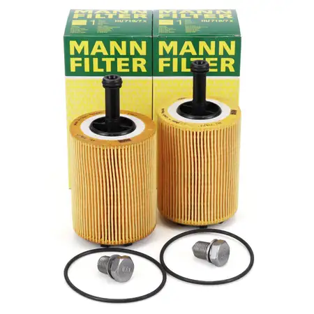 2x MANN &Ouml;lfilter + Schraube VW Golf 4 5 6 Passat Polo Sharan Touran T4 T5 1.2-2.5 TDI