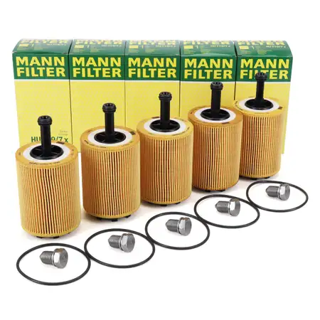 5x MANN &Ouml;lfilter + Schraube VW Golf 4 5 6 Passat Polo Sharan Touran T4 T5 1.2-2.5 TDI