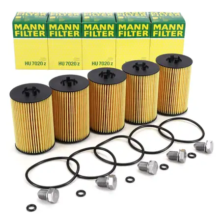 5x MANN HU7020z &Ouml;lfilter + Schraube VW Golf 6 7 Passat B8 T6 A3 A4 A5 A6 Q3 Q5 1.6/2.0 TDI