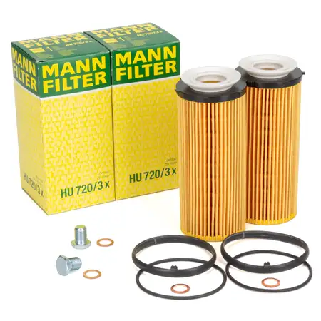 2x MANN HU720/3x &Ouml;lfilter + Schraube BMW E90-93 F10 F11 F07 F01-04 X5 E70 X6 E71 E72 N57