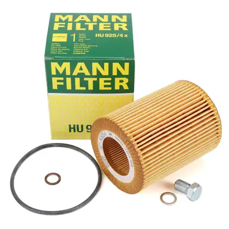 MANN HU925/4x &Ouml;lfilter + Schraube BMW E36 E46 ab 09.1995 E39 E60 X3 E83 X5 E53 M50 M52 M54