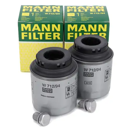 2x MANN W712/94 &Ouml;lfilter + Schraube VW Golf 6 Passat B6 B7 Polo Tiguan Touran 1.2/1.4 TSI