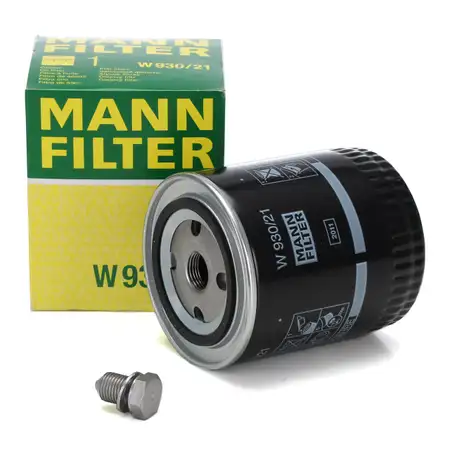 MANN W930/21 &Ouml;lfilter + Ablassschraube VW Passat B5 AUDI A4 B5-7 A6 A8 SKODA Superb 1 V6