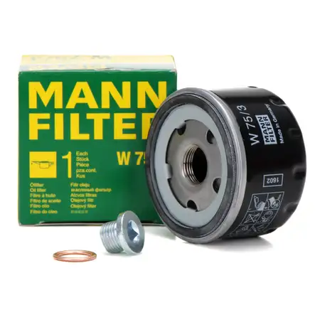 MANN W75/3 &Ouml;lfilter + &Ouml;lablassschraube RENAULT Clio Megane Twingo DACIA Logan Sandero