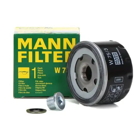 MANN W75/3 &Ouml;lfilter + &Ouml;lablassschraube RENAULT Clio Laguna Megane Scenic Twingo