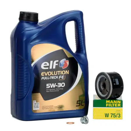 5L 5 Liter elf Full-Tech FE 5W30 Motor&ouml;l + MANN &Ouml;lfilter ALFA ROMEO NISSAN OPEL RENAULT