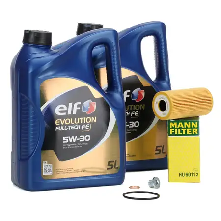 10L 10 Liter elf Full-Tech FE 5W30 Motor&ouml;l + MANN &Ouml;lfilter NISSAN MERCEDES OPEL RENAULT