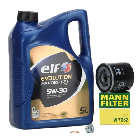 5L 5 Liter elf Full-Tech FE 5W30 Motor&ouml;l + MANN &Ouml;lfilter NISSAN MERCEDES RENAULT DACIA