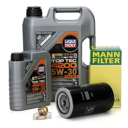 6L LIQUI MOLY TopTec 5W30 Motor&ouml;l + MANN &Ouml;lfilter VW Transporter T4 LT I 2.5 / TDI 2.4 D