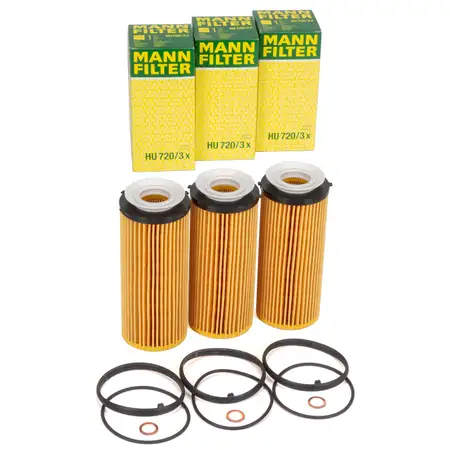 3x MANN HU720/3x &Ouml;lfilter BMW 3er E90-93 5er F10/11/07 F01-04 X5 E70 X6 E71 E72 N57