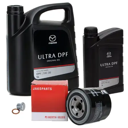 6L 6 Liter ORIGINAL Motor&ouml;l &Ouml;L ULTRA DPF 5W30 + H+B &Ouml;lfilter MAZDA 3 323 5 6 626 CX-7