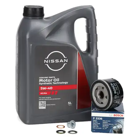 5L ORIGINAL 5W-40 Motor&ouml;l + BOSCH &Ouml;lfilter NISSAN Micra 3 Note Qashqai 1 Tiida 1.5 dCi