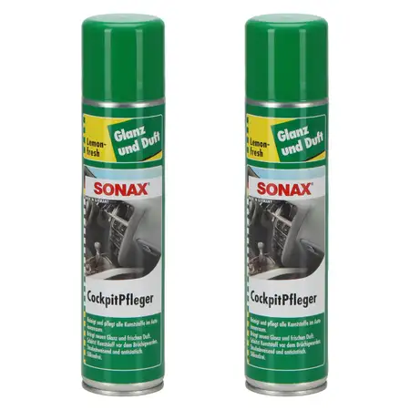 2x 400ml SONAX 343300 Cockpitpfleger Pflege Reiniger Plastik Lemon-Fresh